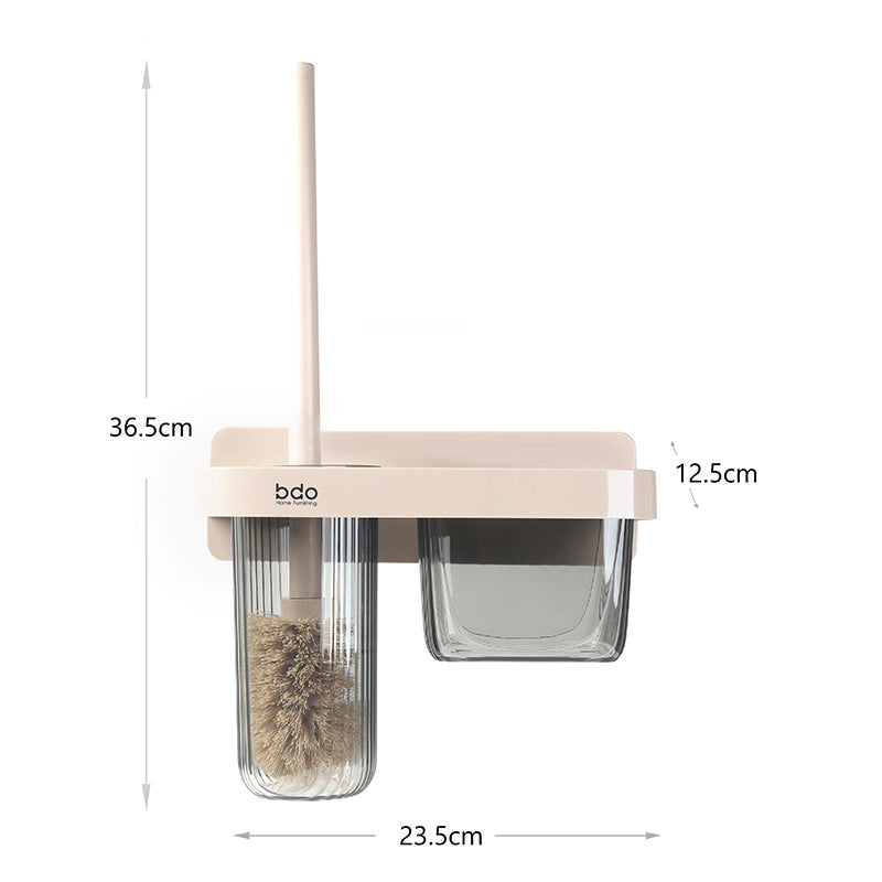 2-Pieces Multifunctional Wall Mounted Toilet Cleaning Brush with Self-Adhesive Acrylic Holder and Caddy, Space Saving Bathroom Accessorie - Medaid
