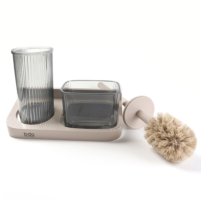 2-Pieces Multifunctional Wall Mounted Toilet Cleaning Brush with Self-Adhesive Acrylic Holder and Caddy, Space Saving Bathroom Accessorie - Medaid