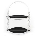 2 Tier Round Plexi Cupcake Holder with Handle and Black Bottoms Display Stand for Cake Candies Desserts Appetizers - Medaid International