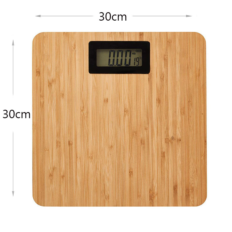 200 KG, Battery Operated Digital Scale for Body Weight with Wood Grain Design and Temperature Indicator with LCD Backlight Display - Medaid