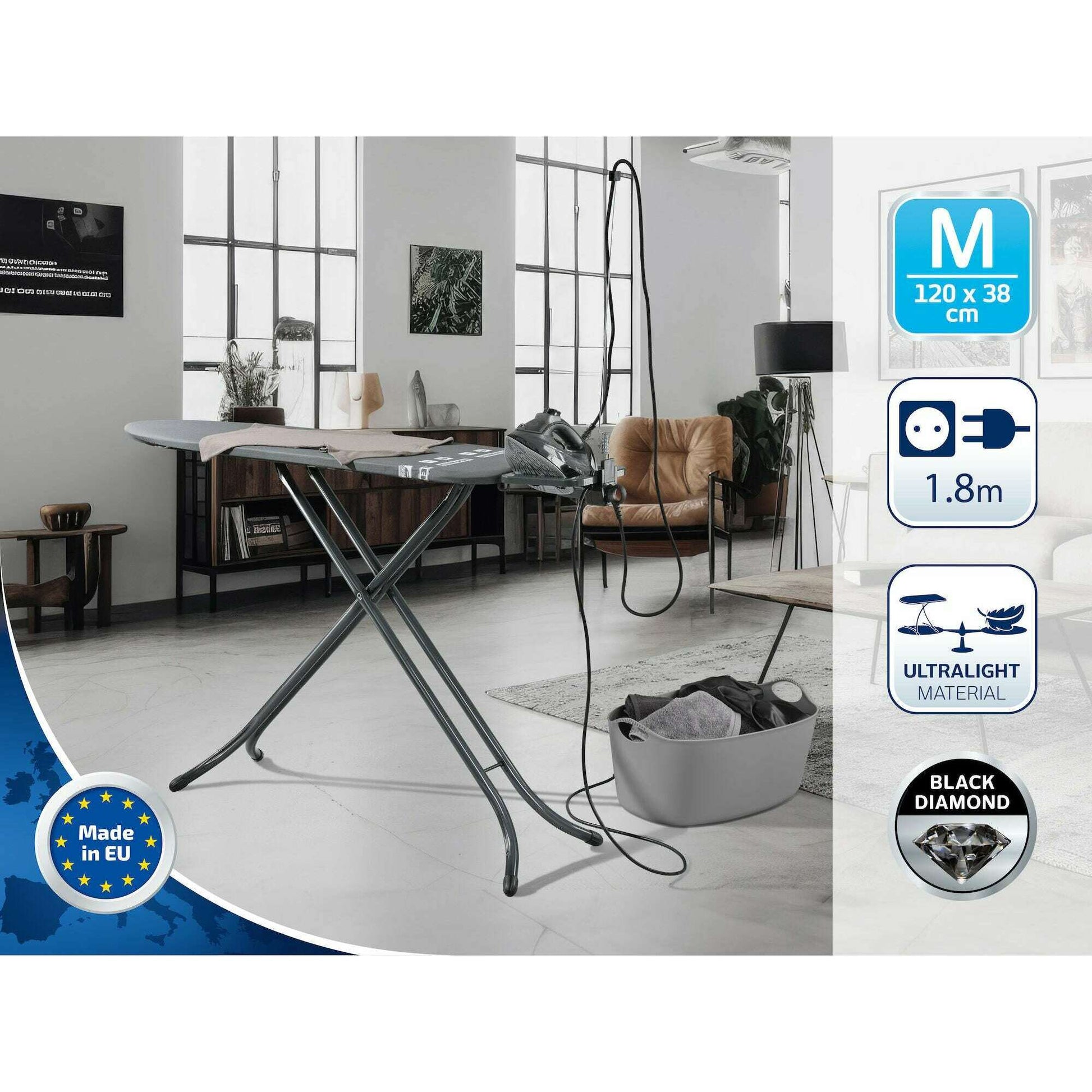 Ironing board Air Board M Black Plus - For Steam Irons - Medaid International