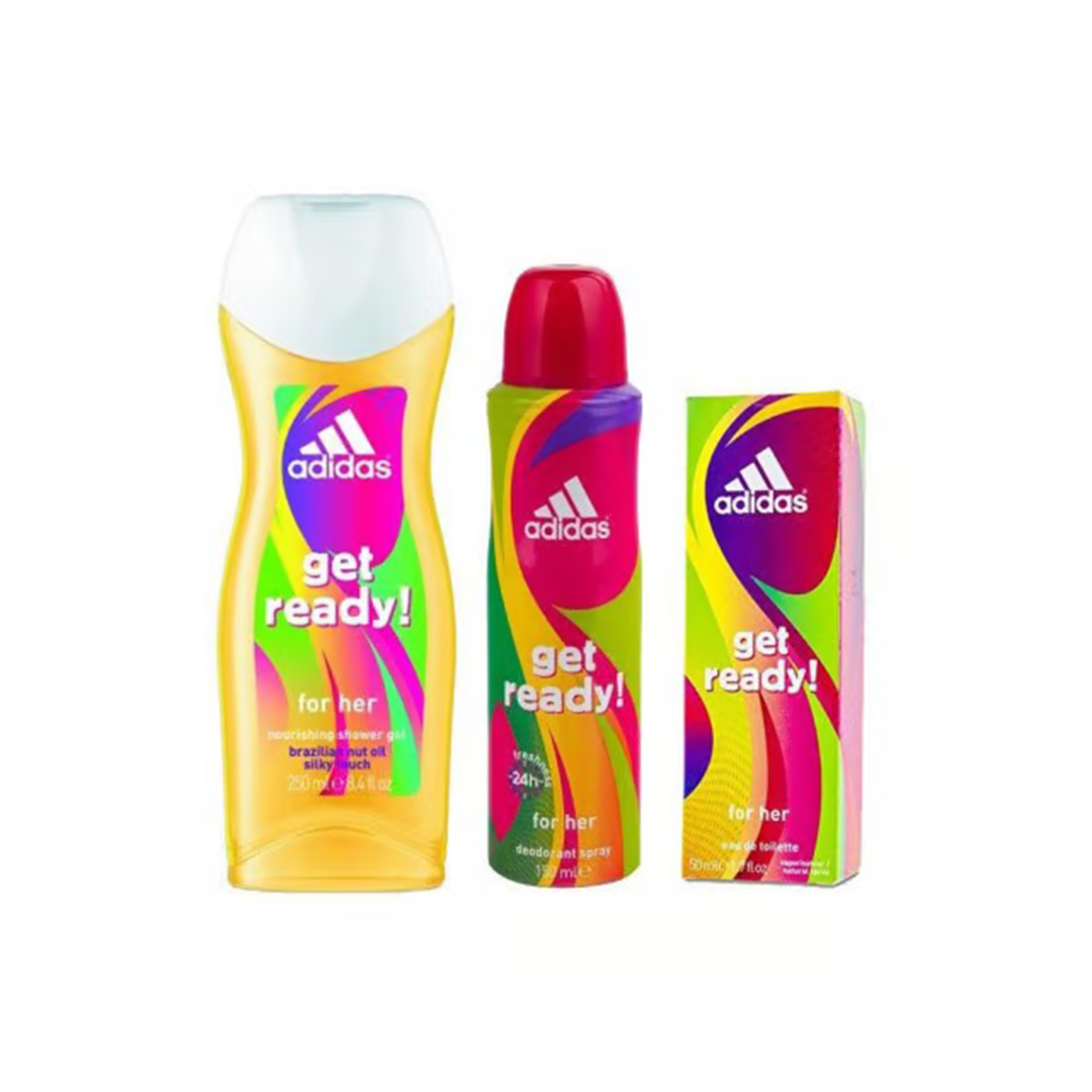 Adidas Get Ready Women EDT 50ml + Deo 150ml + Shower Gel 250ml - Medaid International
