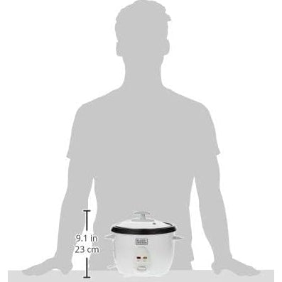 Black & Decker 400w 1l rice cooker removable nonstick bowl and steaming tray with water level indicator and glass lid with cool touch, for healthy meals rc1050-b5 2 years warranty - White - Medaid