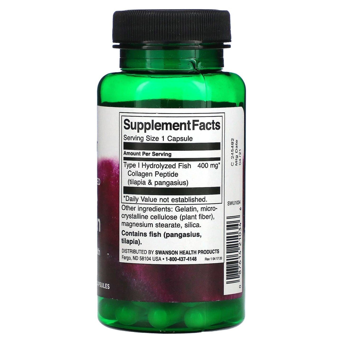 Swanson, Marine Collagen, 400 mg, 60 Capsules - Medaid International