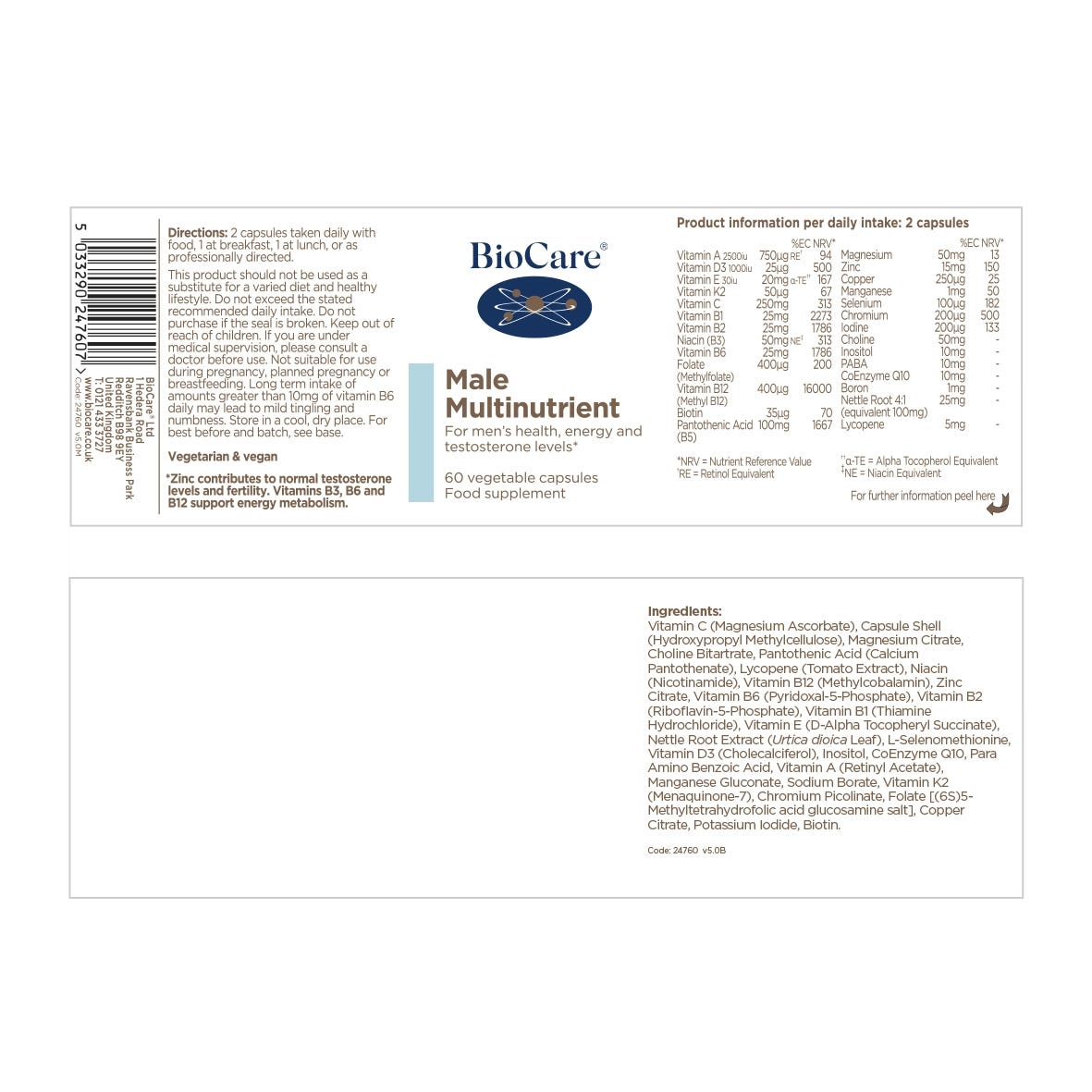 BioCare - Male Multinutrient 60 Capsules - Medaid International