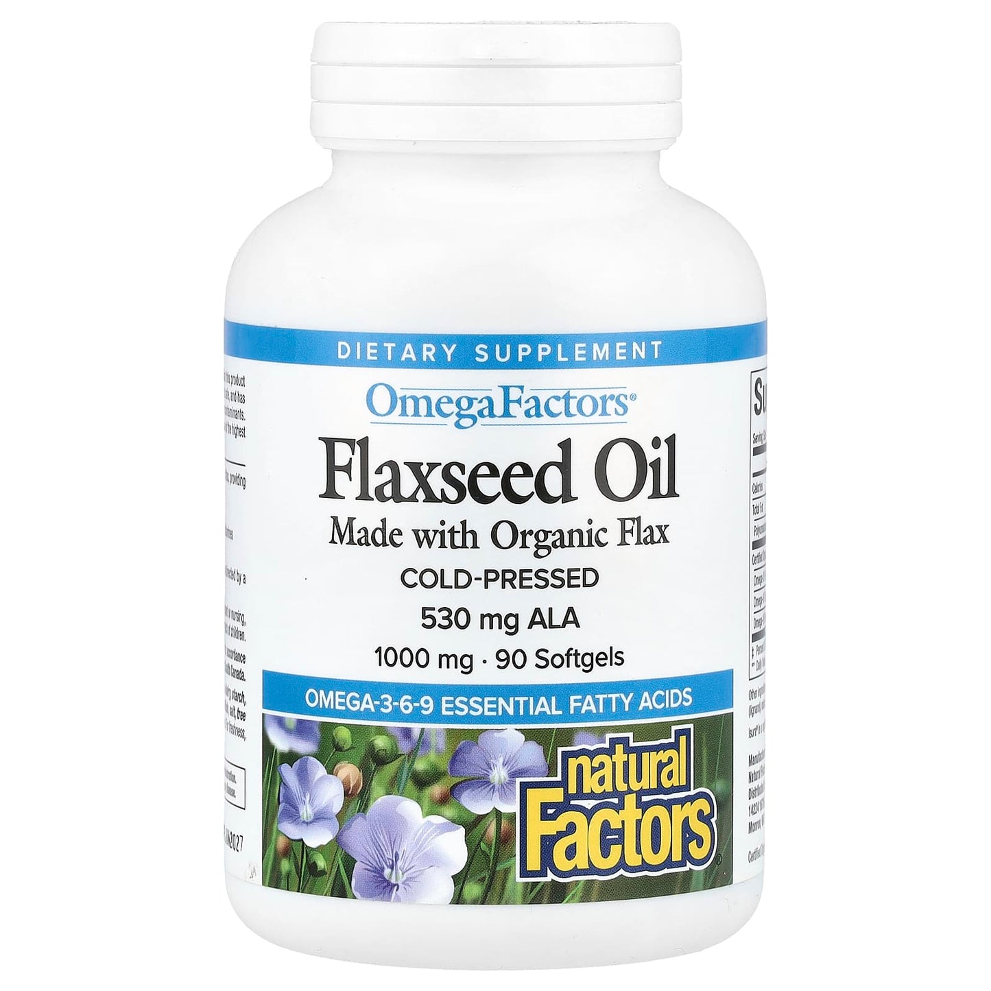 Natural Factors, OmegaFactors, Flaxseed Oil, 1,000 mg, 90 Softgels - Medaid International