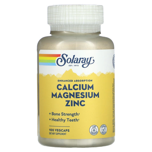 Solaray, Calcium Magnesium Zinc, 100 VegCaps - Medaid International