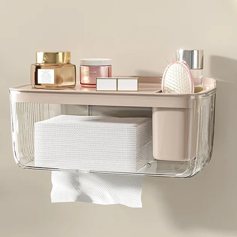 25 CM, Wall Mounted Waterproof Self Adhesive Tissue Paper Dispenser with Storage Compartment for Bathroom - Medaid