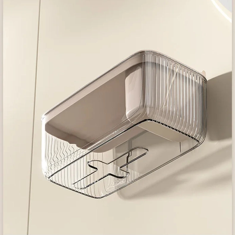 25 CM, Wall Mounted Waterproof Self Adhesive Tissue Paper Dispenser with Storage Compartment for Bathroom - Medaid