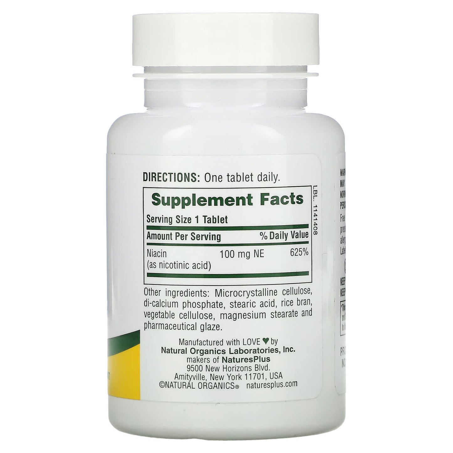 NaturesPlus, Niacin, 100 mg, 90 Tablets - Medaid International