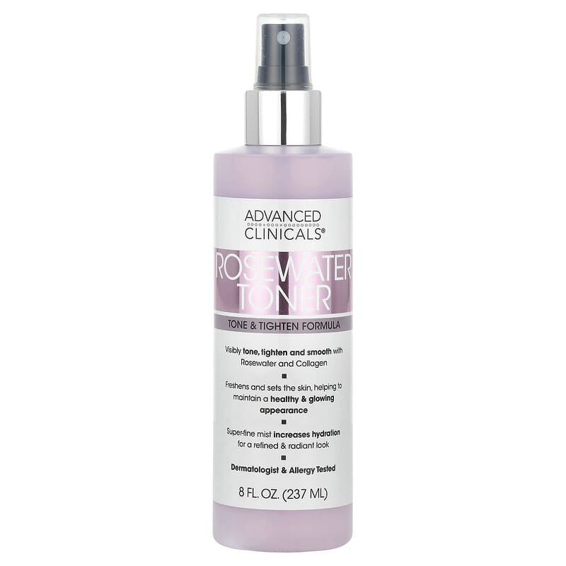 Advanced Clinicals, Rosewater Toner, Tone & Tighten Formula, 8 fl oz (237 ml) - Medaid International