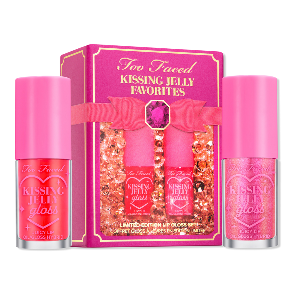 Too Faced Kissing Jelly Lip Oil Gloss: Perfect Pair Set (sour watermelon +bubblegum) - Medaid International