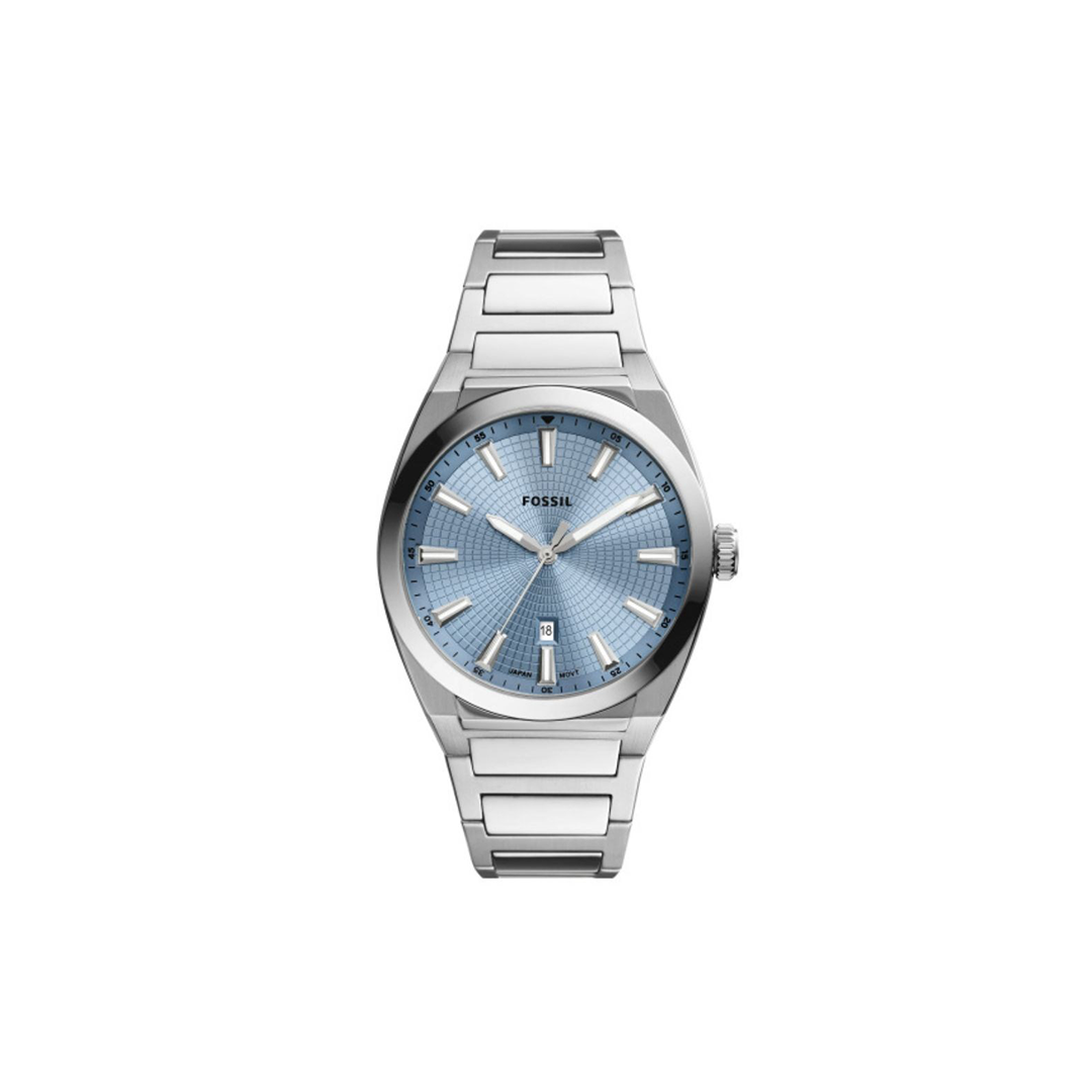 Fossil Everett Three-Hand Date Stainless Steel Blue Dial Watch - Medaid International