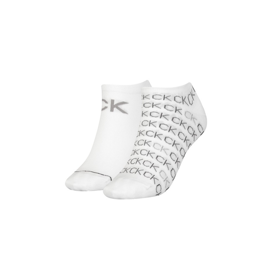 Calvin Klein 2 Pack Sneaker All Over Logo White Socks - Medaid International