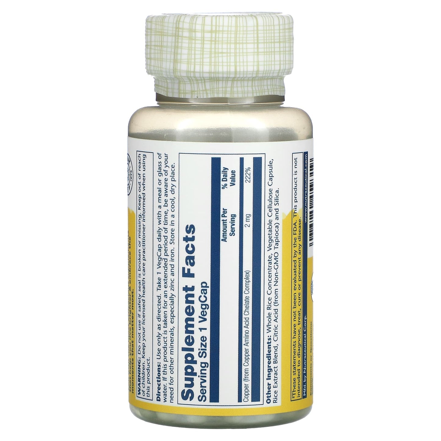 Solaray, Copper, 2 mg, 100 VegCaps - Medaid International