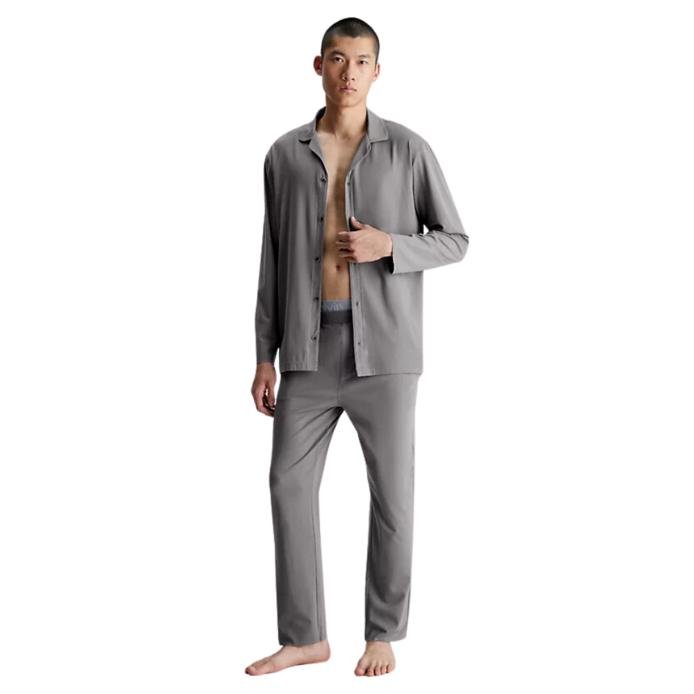 Calvin Klein Sleepwear Set Long Sleeve Grey Button Dowm Shirt - Medaid International