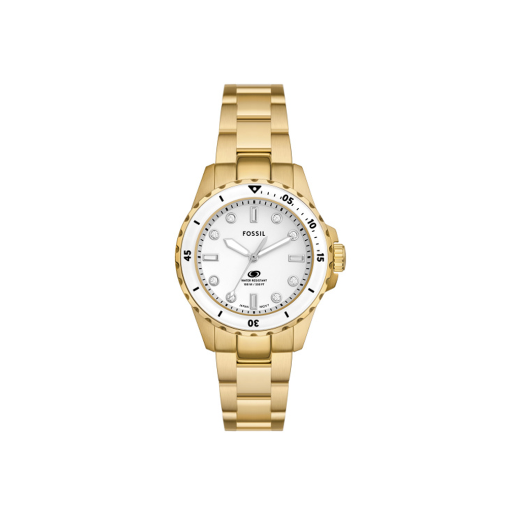 Fossil Blue Dive Three-Hand Gold-Tone Stainless Steel Watch - Medaid International