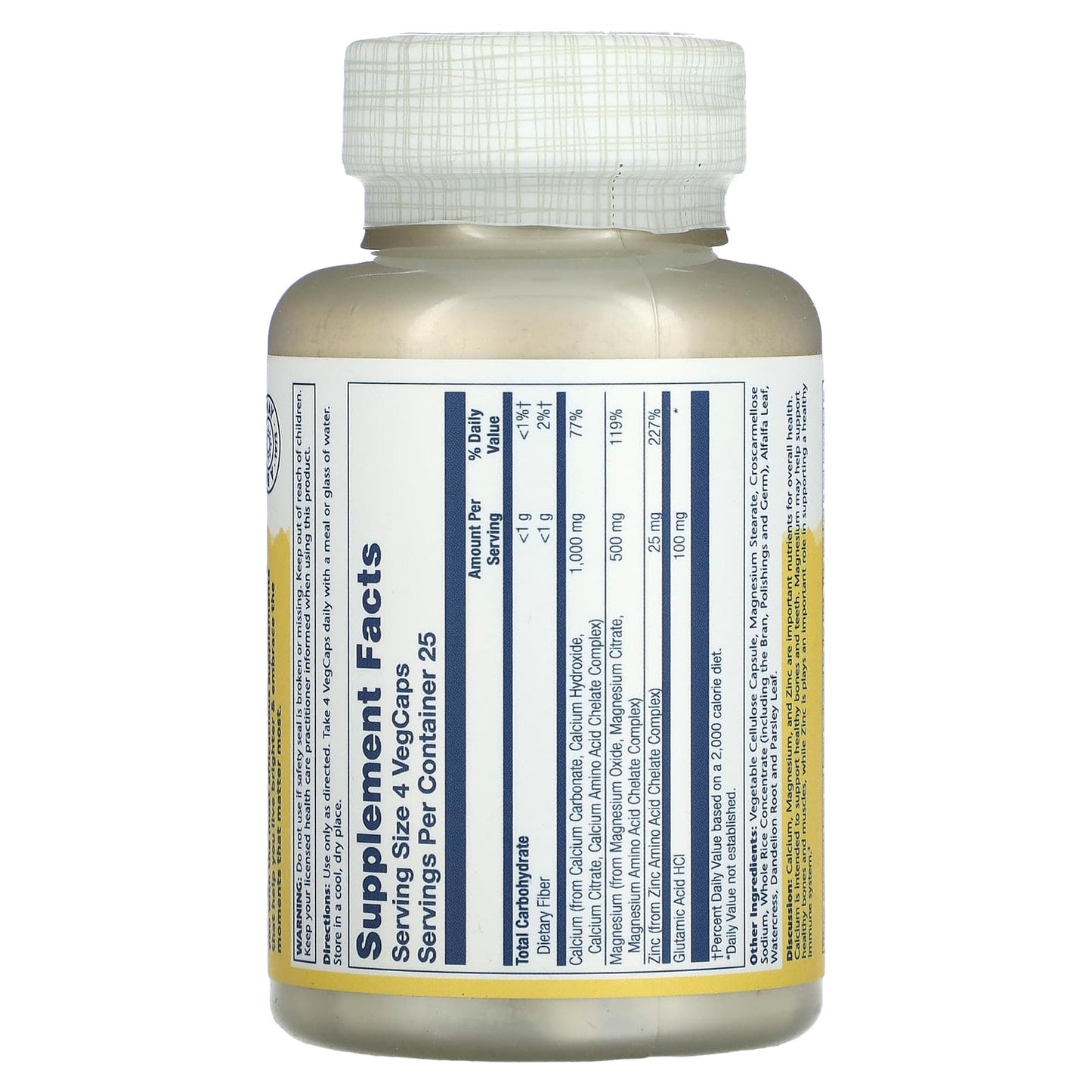 Solaray, Calcium Magnesium Zinc, 100 VegCaps - Medaid International