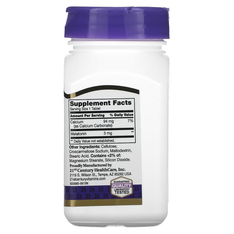 21st Century, Melatonin, 3 mg, 90 Tablets - Medaid International