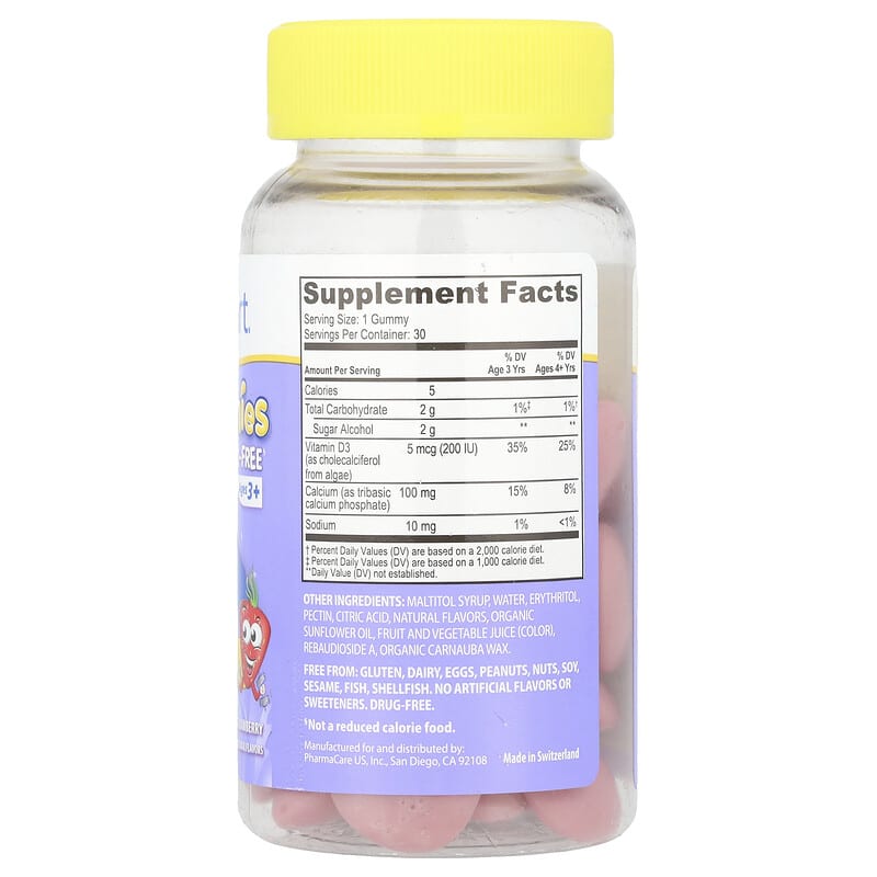 Kids Smart, Kids Smart, Calcium + Vitamin D3, Ages 3+, Strawberry, 30 Gummies - Medaid International