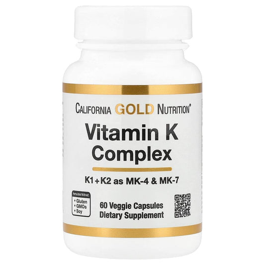California Gold Nutrition, Vitamin K Complex, 120 mcg, 60 Veggie Capsules - Medaid International