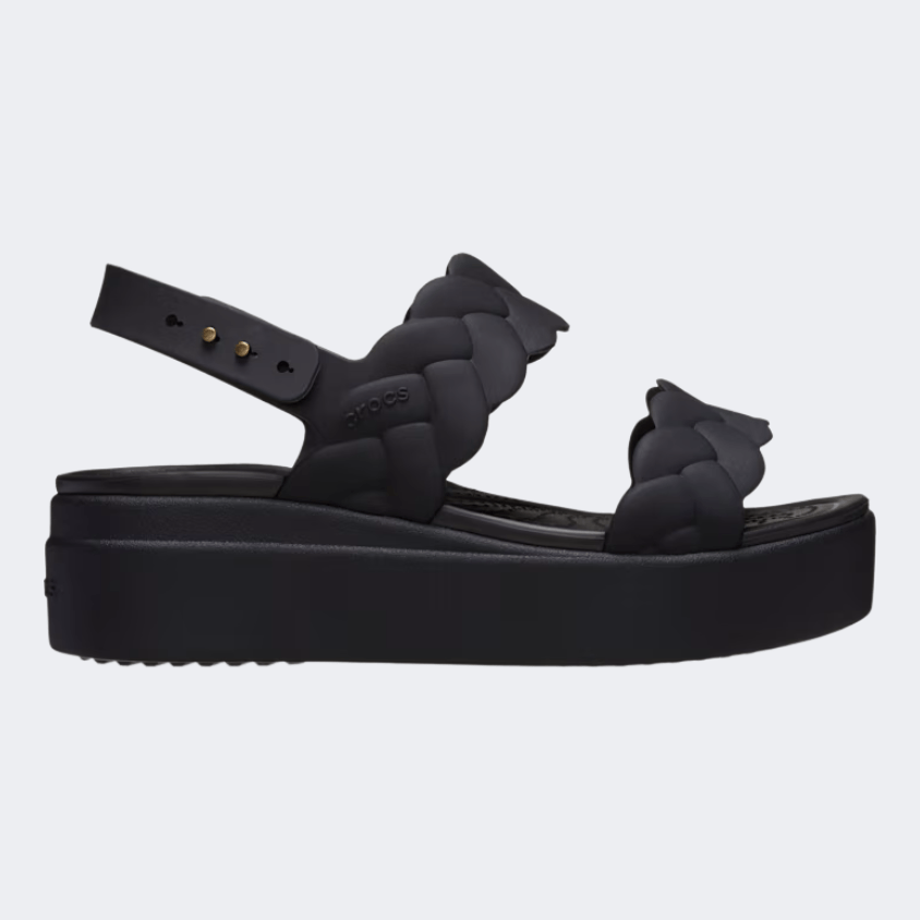 Crocs Brooklyn Woven Upper Low Wedge Women Lifestyle Sandal Black - Medaid International