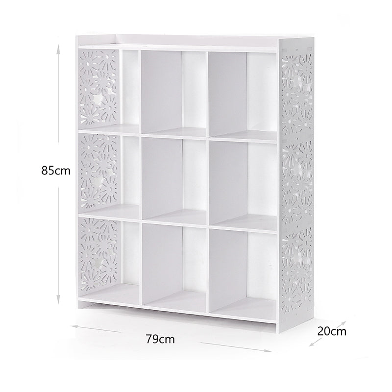 85 CM Freestanding Waterproof Storage Racks Bookcase Display Shelves Organizer Cabinet for Living Room Bedroom Office White - Medaid