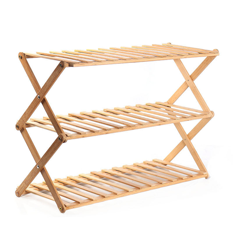3 Layer Wooden Bamboo Foldable Shoe Rack Portable Folding Shoe Storage Racks Freestanding Multipurpose Shoe Shelves for Hallway Entryway Bedroom - Medaid International