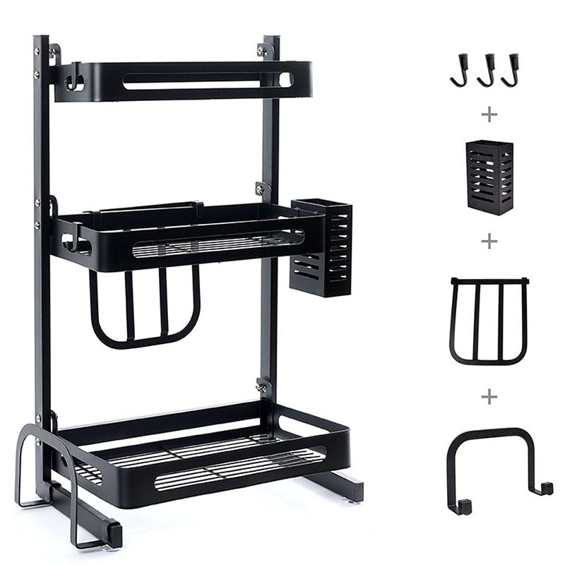 3 Tier Kitchen Storage Spice Rack Countertop Freestanding Shelf Organizer for Jars Bottles Includes Knife Cutlery Cutting Board Holders and 3 Hooks - Medaid International