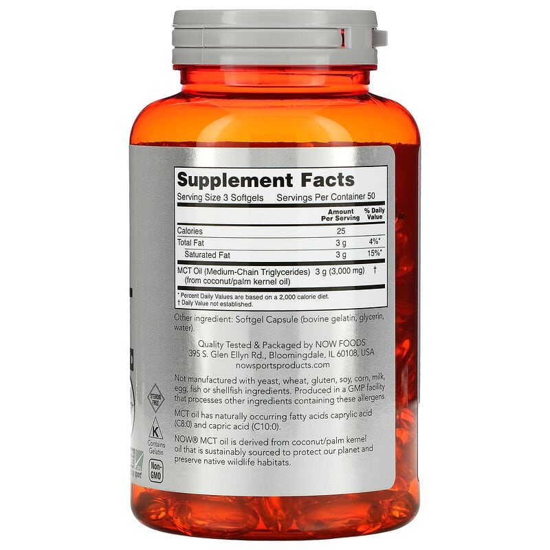 NOW Foods, Sports, MCT Oil, 1,000 mg, 150 Softgels - Medaid International