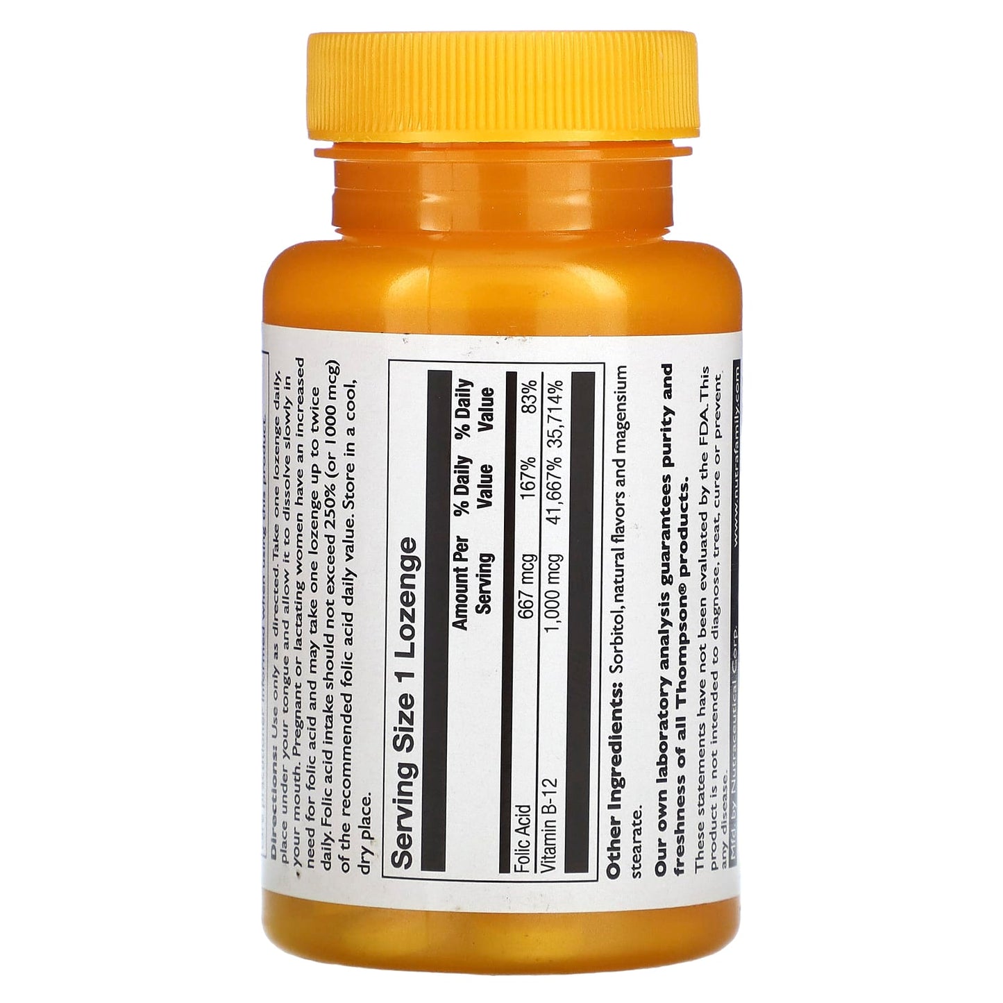Thompson, B12 Lozenge, Natural Cherry, 1,000 mcg, 30 Lozenges - Medaid International