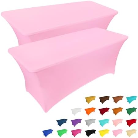 2 Pack 6FT Table Cloth for Rectangular Fitted Events Stretch Black Table Covers Washable Table Cover Spandex Tablecloth Table Protector for Party, Wedding, Cocktail, Banquet, Festival - Medaid International