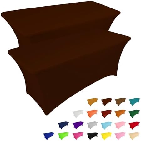 2 Pack 6FT Table Cloth for Rectangular Fitted Events Stretch Black Table Covers Washable Table Cover Spandex Tablecloth Table Protector for Party, Wedding, Cocktail, Banquet, Festival - Medaid International
