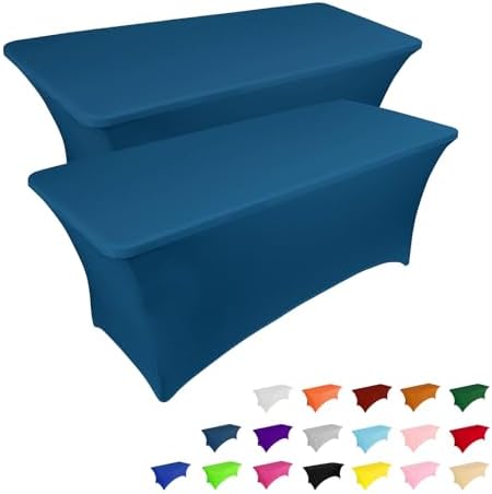 2 Pack 6FT Table Cloth for Rectangular Fitted Events Stretch Black Table Covers Washable Table Cover Spandex Tablecloth Table Protector for Party, Wedding, Cocktail, Banquet, Festival - Medaid International