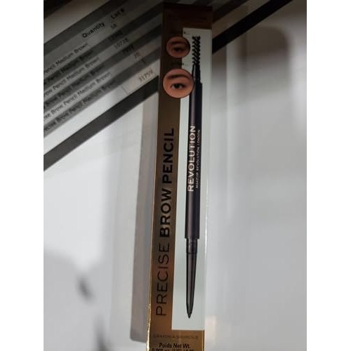 Revolution, Precise Brow Pencil, Double Ended, Ultra-Fine Pencil Tool, Includes Spoolie Brush, Medium Brown - Medaid International