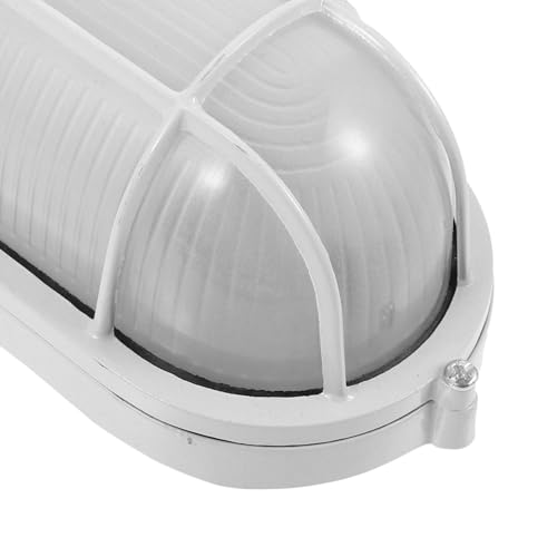 Hemoton - 8.5" Nautical Outdoor Wall Lamp, E26 Base, Frosted Glass, Aluminum