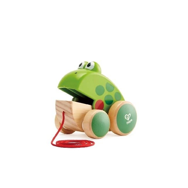 Hape Frog Pull-Along | Wooden Frog Fly Eating Pull Toddler Toy, Bright Colors - Medaid International