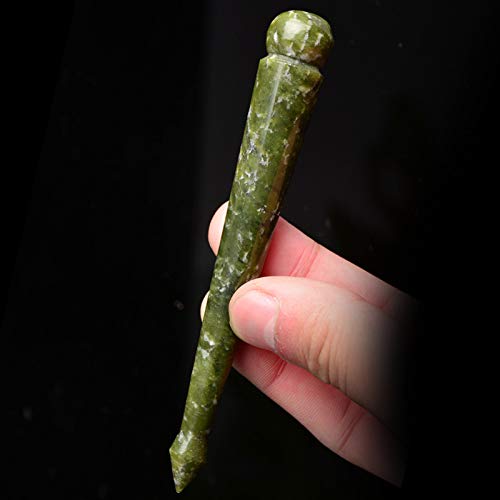 Jade Trigger Point Acupressure Gua Sha Massage Acupuncture Pen, Natural Healing Jade Stone Full Body Relax Self Massage Deep Soft Tissue Tool, Reduce Muscle Soreness and Pain Relief - Point End - Medaid International