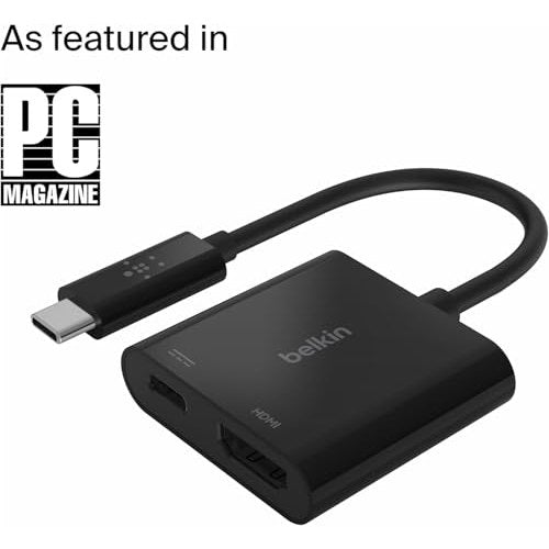 Belkin USB C to HDMI Adapter + USBC Charging Port to Charge While You Display, Supports 4K UHD Video, Passthrough Power up to 60W for Connected Devices, Compatible with MacBook, iPad, Windows - Medaid International