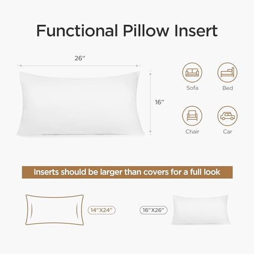 Acanva Polyester Decorative Rectangle Throw Pillow Inserts, Hypoallergenic Form Stuffer Cushion Sham Filler, 16x26, White, 1 Count (Pack of 1) - Medaid International