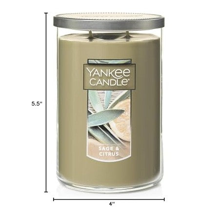 Yankee Candle Sage & Citrus Scented, Classic 22oz Large Tumbler 2-Wick Candle, Over 75 Hours of Burn Time - Medaid International