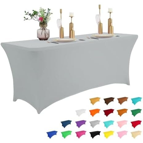 2 Pack 6FT Table Cloth for Rectangular Fitted Events Stretch Black Table Covers Washable Table Cover Spandex Tablecloth Table Protector for Party, Wedding, Cocktail, Banquet, Festival - Medaid International