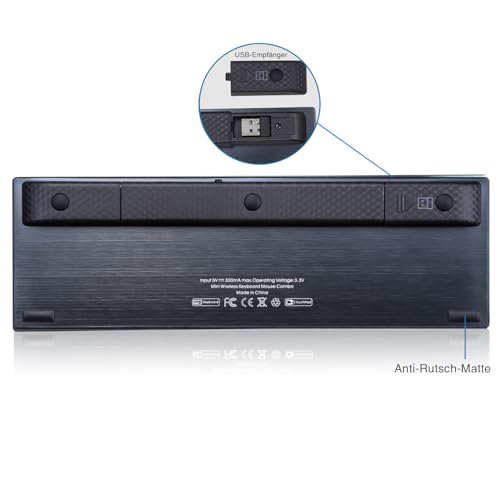 Rii - Wireless Keyboard with Touchpad, Rechargeable, 2.4GHz, Compatible with Laptops/Desktops