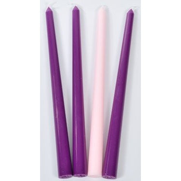 Christmas Advent Candle Set (Set of 4) - Made in The U.S.A. - 10 Inch Wax Taper Candles - 3 Purples Candles & 1 Pink Candle - Medaid International