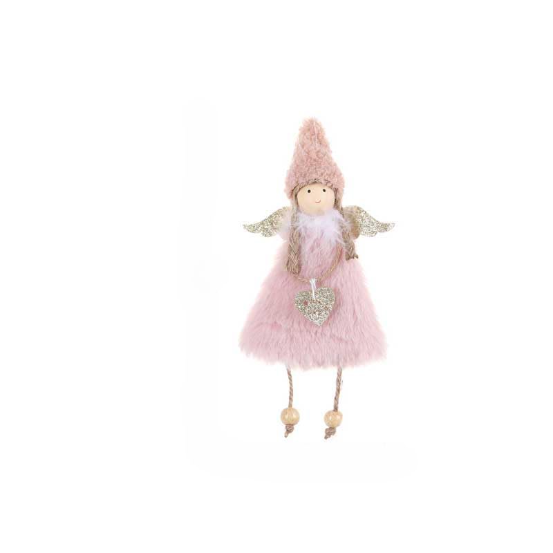 Christmas Pink Plush Angel Decorative Pendant Xmas Tree Hanging Fairy Doll Ornament Festive Home Decor Supplies 20 * 10CM - Medaid International