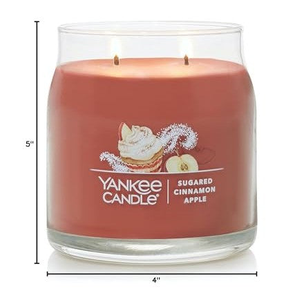 Yankee Candle Sugared Cinnamon Apple Scented, Signature 13oz Medium Jar 2-Wick Candle, Over 35 Hours of Burn Time - Medaid International
