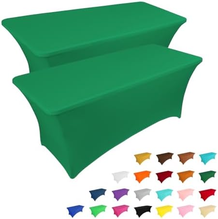 2 Pack 6FT Table Cloth for Rectangular Fitted Events Stretch Black Table Covers Washable Table Cover Spandex Tablecloth Table Protector for Party, Wedding, Cocktail, Banquet, Festival - Medaid International