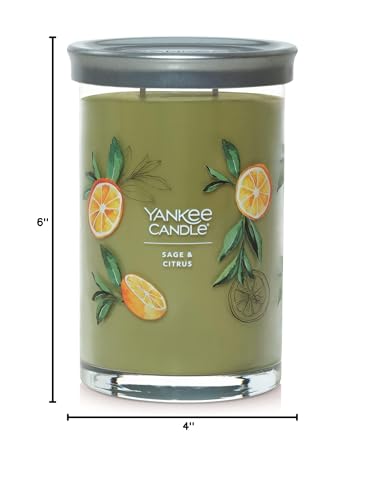 Yankee Candle Large Tumbler Scented Candle with up to 80 Hour Burn Time, Premium Plant Wax Blend for Consistent Burn, 20 oz Tumbler Candle with Room Filling Fragrance, Sage & Citrus - Medaid International
