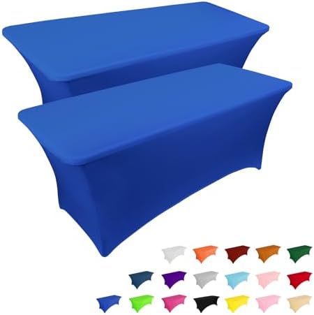 2 Pack 6FT Table Cloth for Rectangular Fitted Events Stretch Black Table Covers Washable Table Cover Spandex Tablecloth Table Protector for Party, Wedding, Cocktail, Banquet, Festival - Medaid International