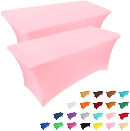 2 Pack 6FT Table Cloth for Rectangular Fitted Events Stretch Black Table Covers Washable Table Cover Spandex Tablecloth Table Protector for Party, Wedding, Cocktail, Banquet, Festival - Medaid International